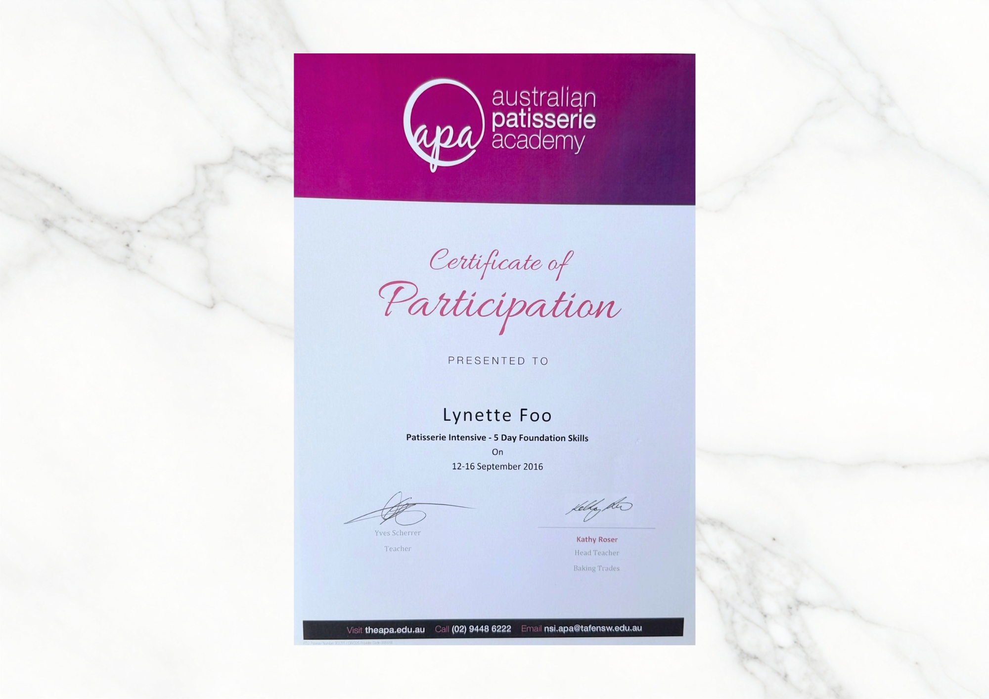 Certificate - API - Pastry Level 1