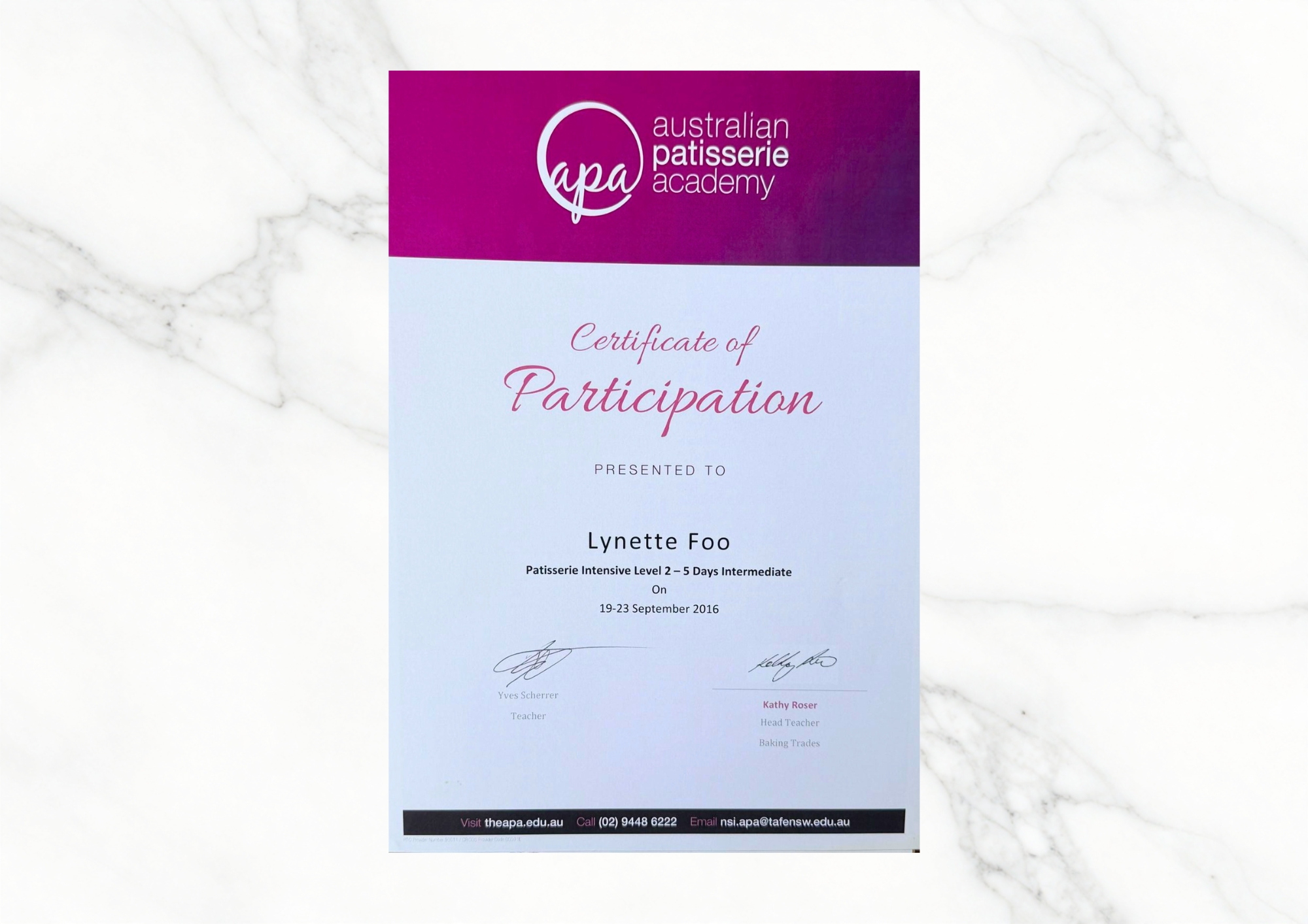 Certificate - API - Pastry Level 2